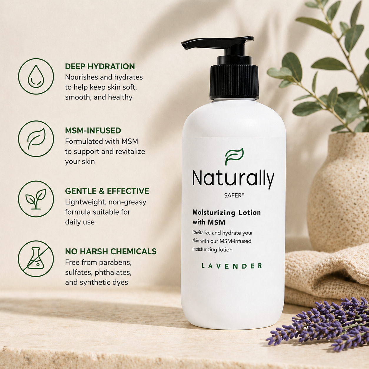 Naturally Safer MSM Lotion Lavender natural moisturizer