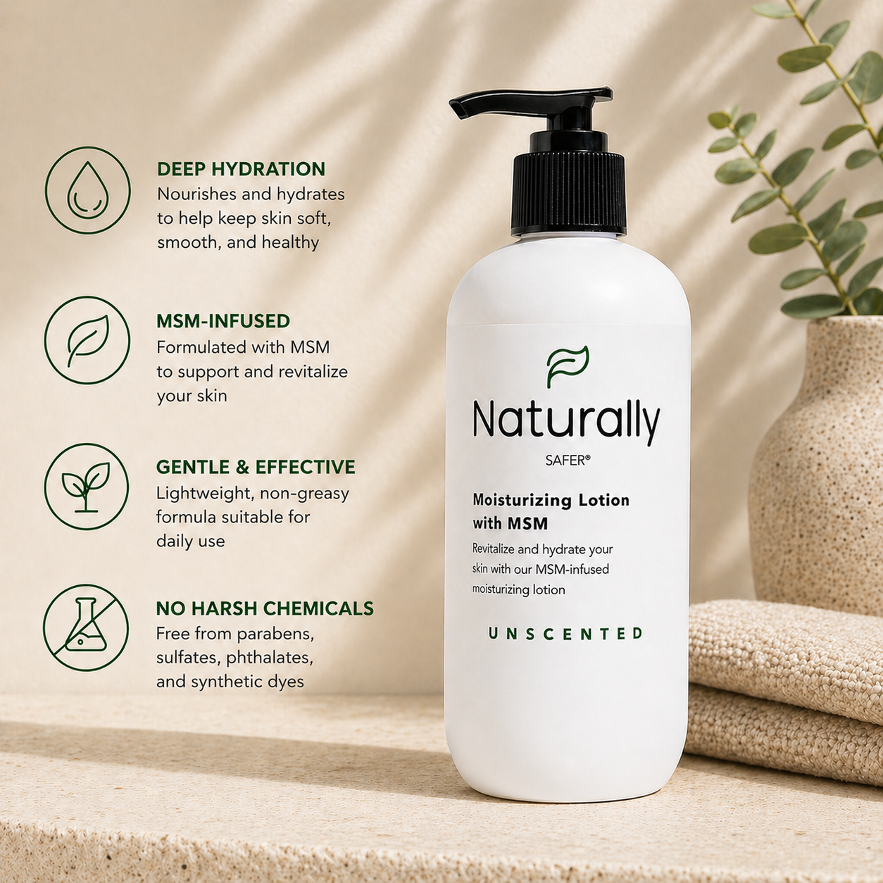 Naturally Safer MSM Lotion Unscented fragrance-free moisturizer